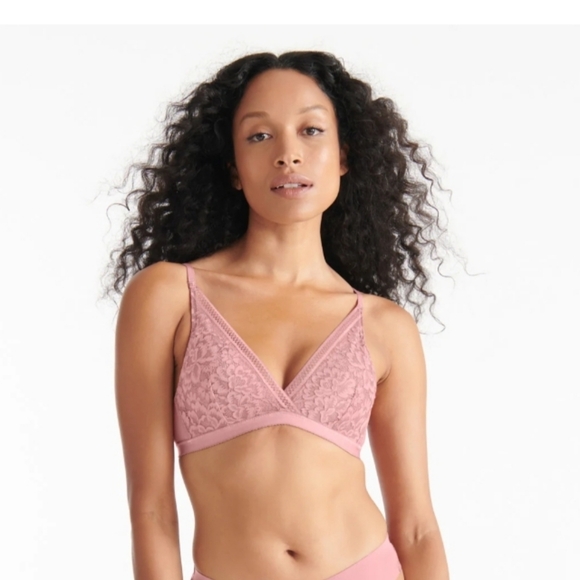 KNIX NWT Lace Deep V Bralette Large pink - Picture 1 of 6